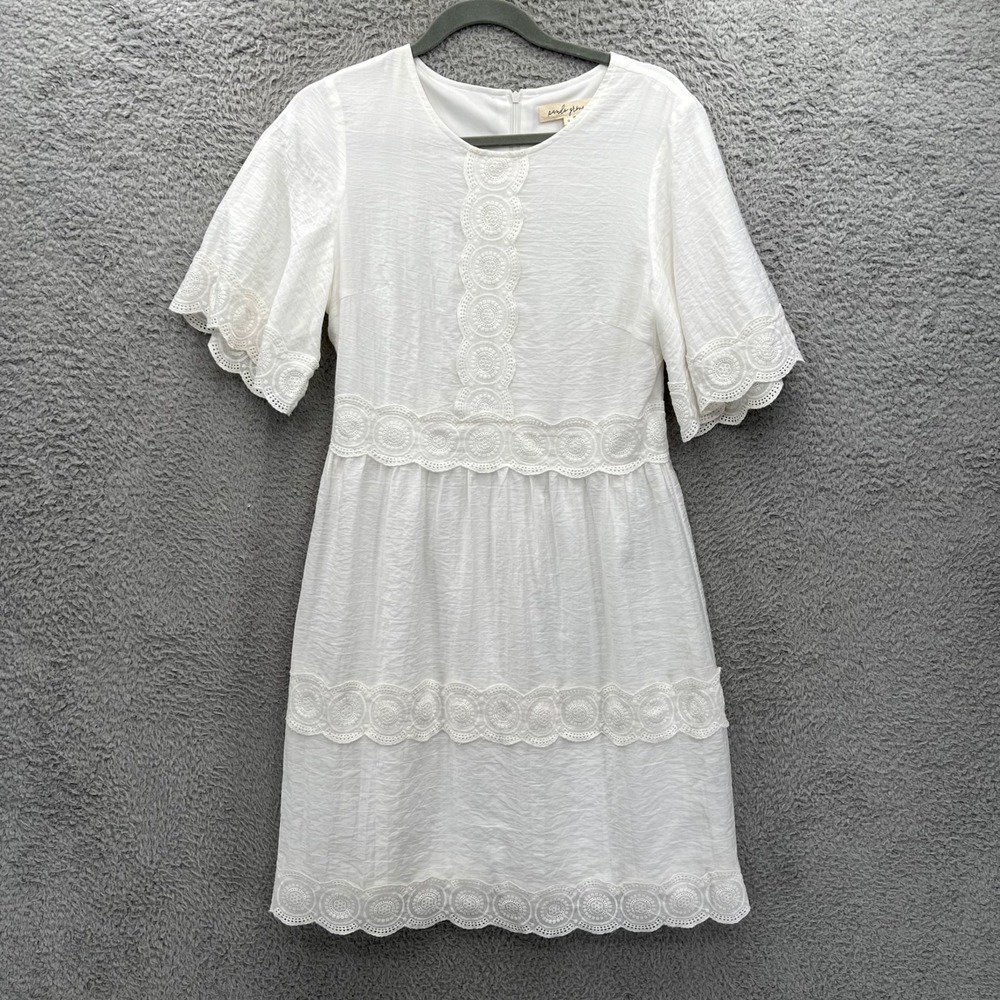 Pando Grove White Dress Eyelet Short Sleeve Cottagecore Easter Dress S Preppy‎